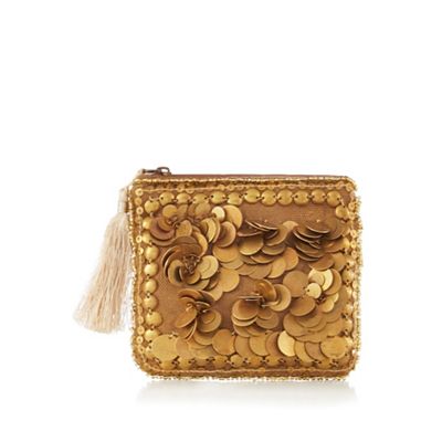Gold coin detail embellished purse